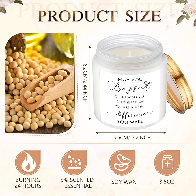 MTLEE 20 Pcs Thank You Gifts Candles 3.5 oz Employee Appreciation Inspirational Scented Soy Wax Candle Thanks Gift for Coworker Women Volunteer Teacher(Classic,White)