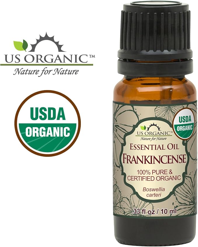 US Organic 100% Pure Frankincense (Boswellia Carteri) Essential Oil - Sourced from The Horn of Africa, USDA Certified Organic, Use Topically or in Diffuser, Perfect for Yoga or Meditation (10 ml)