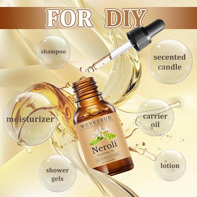 Neroli Essential Oils 60ML, Pure Neroli Essential Oil for Aromatherapy Diffuser - 2 Fl Oz