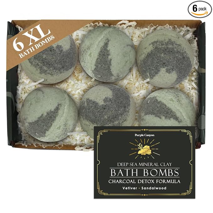 Purple Canyon Mineral Mud Bath Bombs | Deep Sea with Arctic Clay and Spirulina | Vetiver and Sandalwood Scented Bath Bomb Set