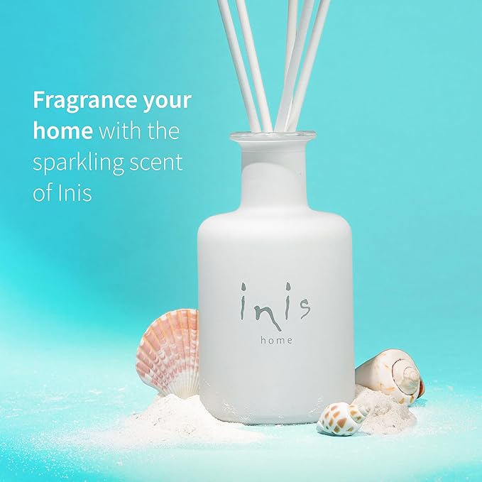 Inis the Energy of the Sea - Reed Diffuser Set with Fragrance Oil, Glass Bottle and Fibre Reeds, Clean Ocean Fresh Aquatic Home Fragrance for Living Room, Bathroom and Bedroom