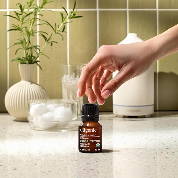 Cliganic USDA Organic Eucalyptus Essential Oil, 100% Pure | Natural Aromatherapy Oil for Diffuser Steam Distilled | Non-GMO Verified