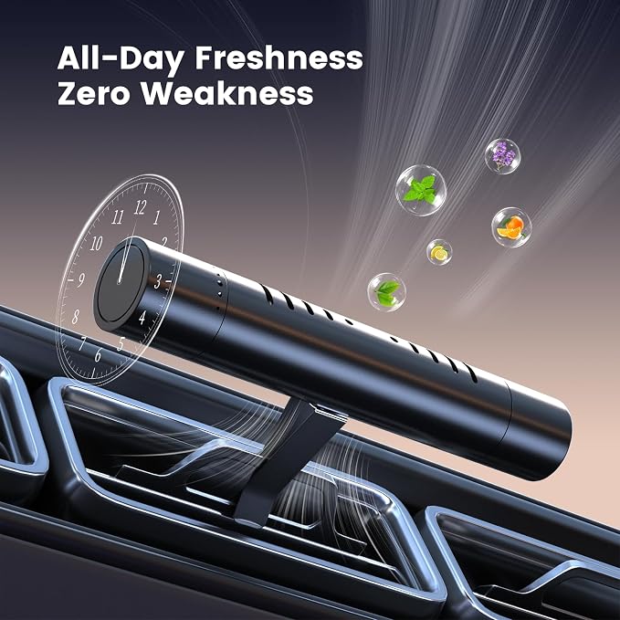 2Pcs Car Air Freshener Vent Clips, Car Diffuser Essential Oils Kit with 5 Different Essential Oils (0.34oz Each) & 12 Refill Sticks, long lasting Cars fragrance for House