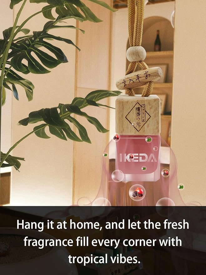 Ikeda Car Air Freshener: Hanging Car Smell Air Freshener | 10ml Hanging Car Perfume | Long Lasting Fragrance | Strong Scents Diffuser for Auto Home (Black pomegranate|Square)
