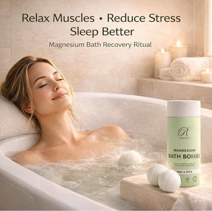 Magnesium Bath Bombs Gift Set – XL Epsom Salt Bath Bombs for Muscle Recovery, Stress Relief & Post-Workout Relaxation with Lavender & Arnica Spa Gift for Women & Men for Sore Muscles