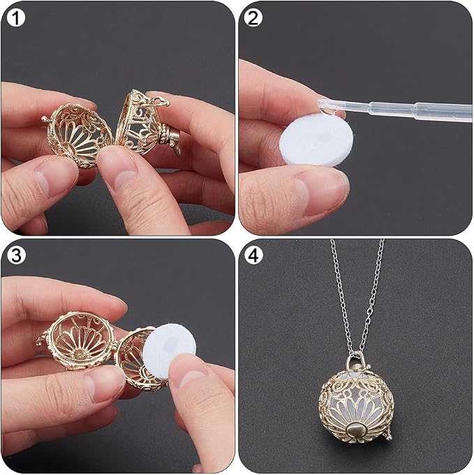 WADORN 100Pcs 20mm Round Aromatherapy Diffuser Refill Pad, Essential Oil Diffuser Replacement Refill Pads Microfiber Absorbing Circle Essential Pads for Diffuser Necklace Vent Clip Home Car