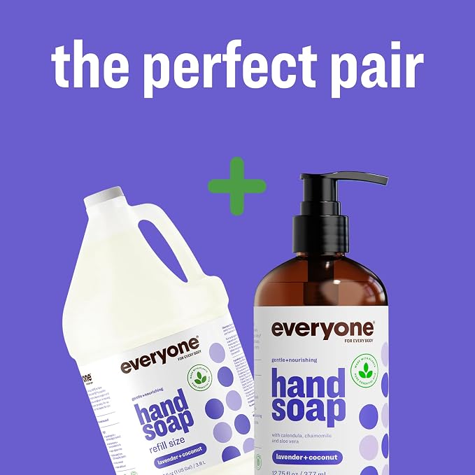 Everyone Liquid Hand Soap,12.75 Ounce,Lavender and Coconut,Plant-Based Cleanser with Pure Essential Oils,(Pack of 6)