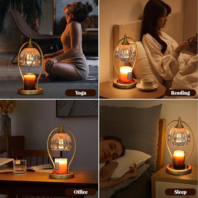 GOODBUY Candle Warmer Lamp with Timer Dimmable: Electric Candle Warmer Birthday Gifts for Women, Mothers Day Gifts for Mom, House Warming Gifts New Home Decor Wax Warmer for Jar Candles with 2 Bulbs