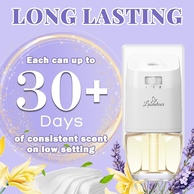 Plug In Air Fresheners for Home – 12 Pack Scented Refills with 1 Plug In Warmer – Linen, Lavender, Vanilla, Summer Fresh Air Freshener, Odor Eliminator for Bathroom, Room, House