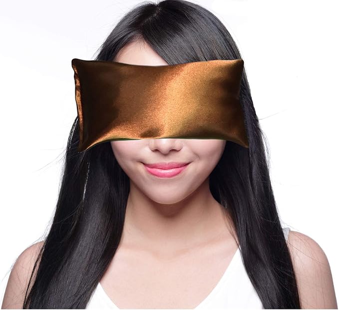 Lavender Eye Pillow - Hot Cold Weighted Eye Pillows for Relaxation, Sleep, Stress, Migraine Relief, Yoga - Aromatherapy Gifts for Women, Birthday, Teachers, Made in USA by Happy Wraps - Copper