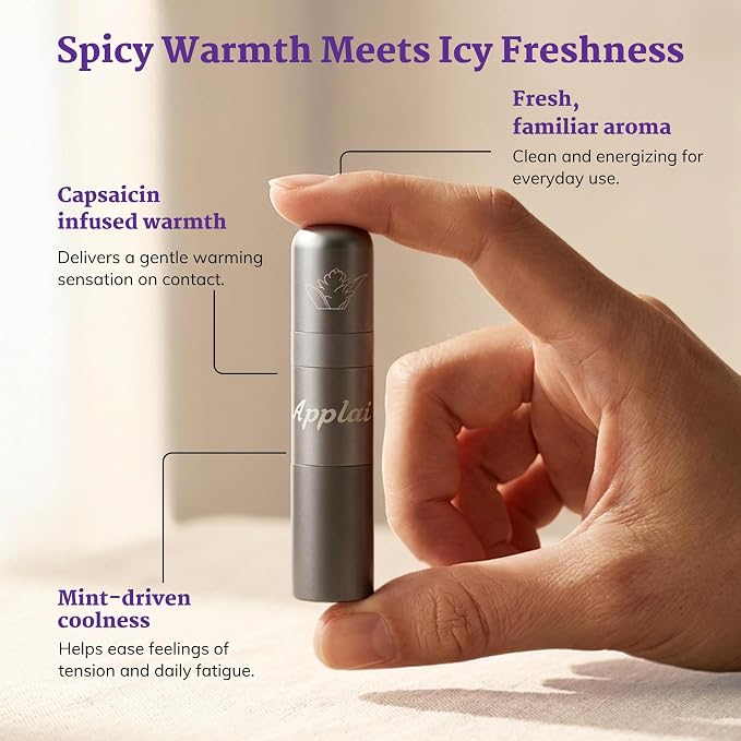 Extra - Muscle Roller Stick - 2 in 1 Essential Oil Roll On & Aromatherapy Inhaler - Plai Oil Capsaicin Mint Massage Oil - Warming - Muscle Roller - Space Grey, 2g