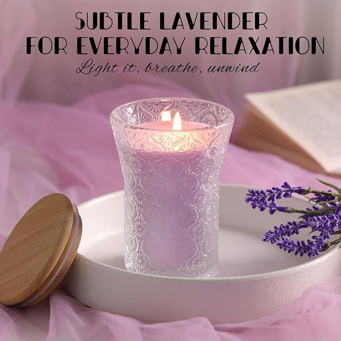 HAVITI Lavender Candle, 8 OZ Scented Candles Soy Jars Candles for Women Galentines Valentines Mother's Day Gift, Aromatherapy Purple Candles for Home Scented Bridal Shower