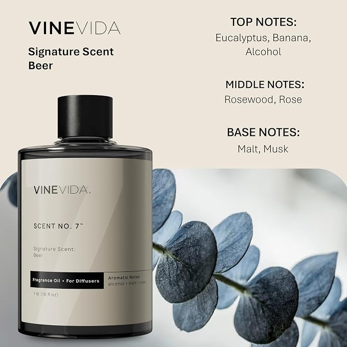 VINEVIDA [16 Fl Oz] Beer Fragrance Oil for Cold Air Diffusers, Essential Oils for Diffuser Oil Refill & Air Freshener Room Spray