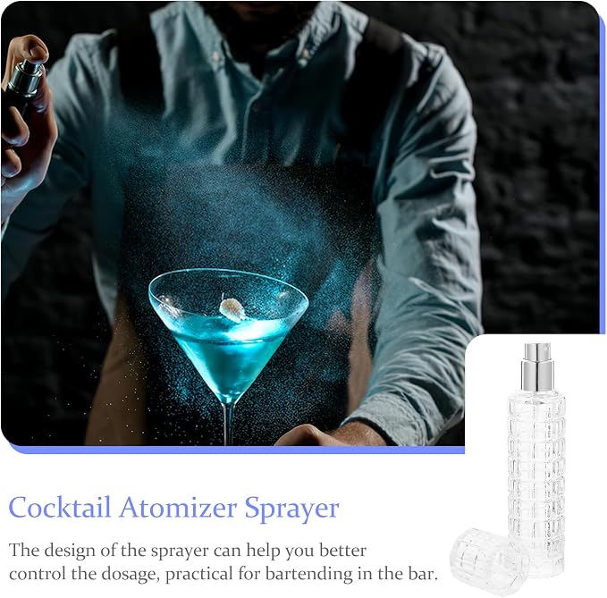 Cabilock 1 oz Glass Cocktail Atomizer, Refillable Bitters Sprayer Bottle, Empty Fine Mist Spray Bottle for Vermouth, Cocktail Garnish, Bar Tools, Travel and Small Liquid Storage