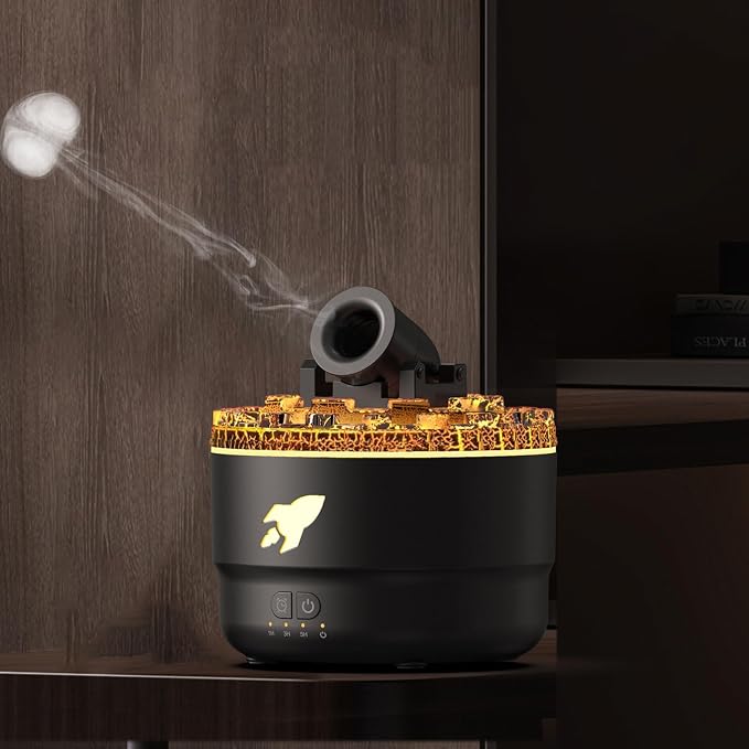 USB Fragrance Diffuser, Spiting Smoke Rings Design Cool Mist Humidifier Scent Machine for Home Bedroom Car Office Room (Black)