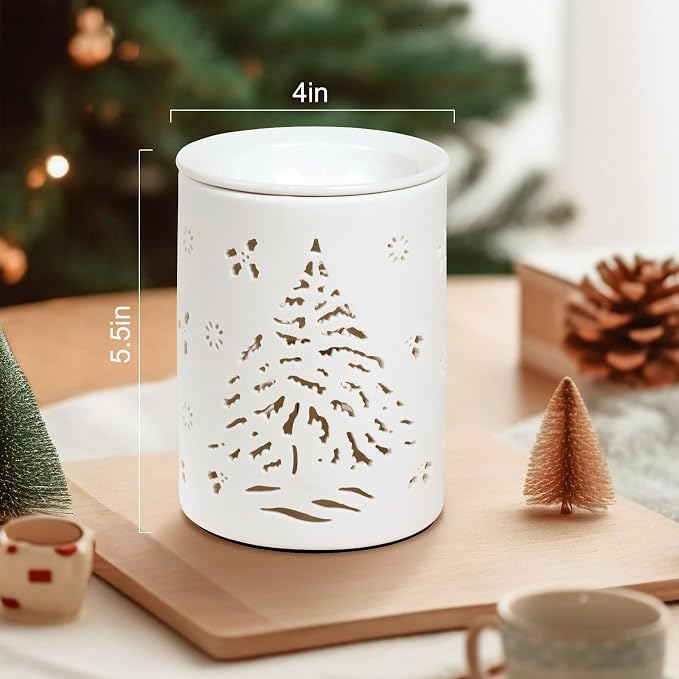 Christmas Tree Wax Warmer for Scented Waxes, Ceramic Wax Melts Warmer, Fragrance Oil Burner for Christmas Home Decor, Yoga, Bath, Relaxing Spa Gifts for Women