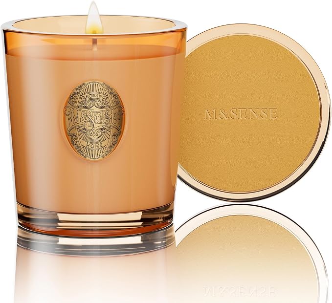M&SENSE Natural Soy Candle | Pumpkin Apple Pie & Orange | 9.2 oz, 50H Burn Time | Luxury Scented Candle for Relaxation, Gifting, Home Décor | Ideal for Bedroom, Office, Party Ambiance