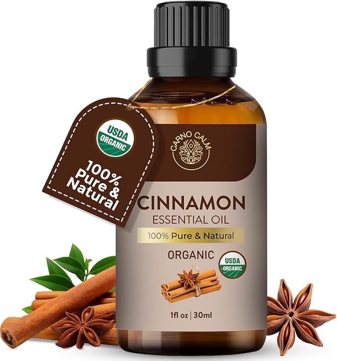 Cinnamon Essential Oil | USDA Certified Organic Cinnamon Oil |for Skin and Hair | Perfect for Aromatherapy | 1 Fl oz