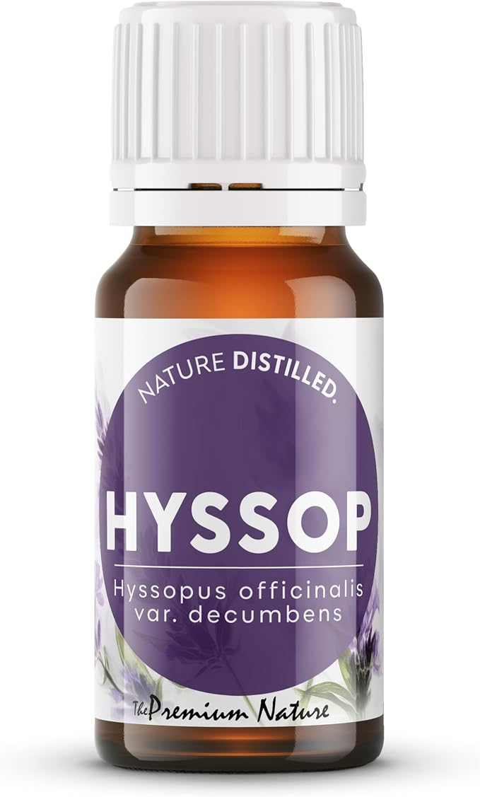 Organic Hyssop Essential Oil | 100% Pure & Natural Hyssopus officinalis Oil Fresh Herbaceous Aroma | for Diffuser, Candle Making & DIY Aromatherapy Blends, 0.34 fl oz