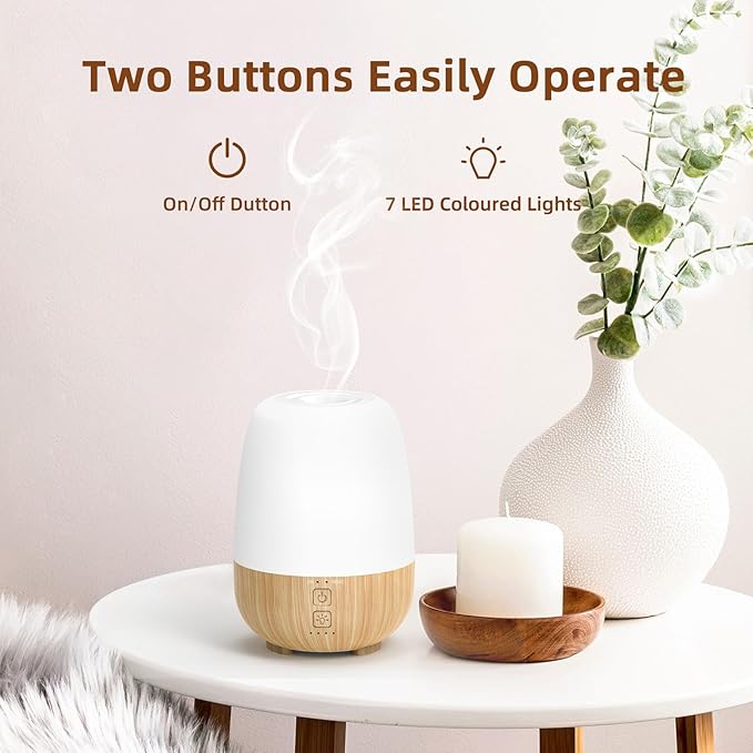 SEEDSEEL 150ML Cordless Essential Oil Diffuser, Built-in 6000mAH Rechargeable Battery, 7-Hour Runtime, 7 LED Color Changing Lights, Portable Aromatherapy Diffuser for Home,Office,Outdoor