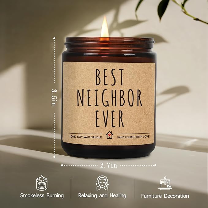 Best Neighbor Ever Candle Gifts for Neighbor, Thanksgiving Christmas Thank You Gift for Neighbors Women Men, Funny Goodbye Moving Housewarming Candle Gift for New House for neighbors-77