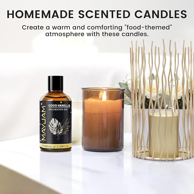 Coco-Vanilla Fragrance Oil Essential Oil, MAYJAM 3.38FL.OZ Coconut Vanilla Oil for Diffusers for Home, Long Lasting Scented Oils for Soap Candle Making - 100ML