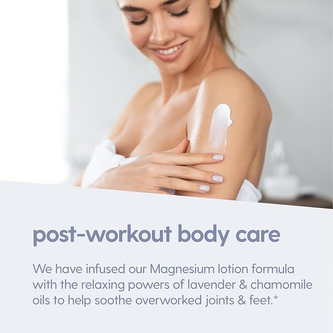 Lavender & Chamomile Magnesium Lotion for Sleep, Relaxing Nightime Cream for Leg Cramps, Sore Feet and Joints | With Moisturizing Shea Butter, Coconut Oil, Collagen, Stem Cells, 8 fl oz by M3
