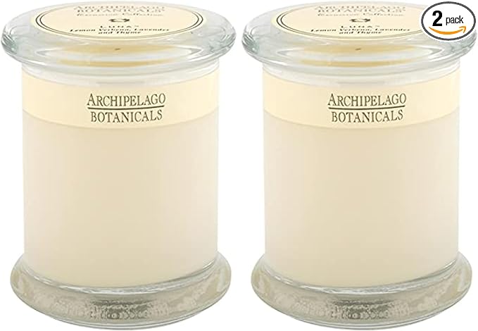 Archipelago Botanicals Luna Glass Jar Candle, Lemon Verbena, Lavender and Thyme Scent, Lead-Free Candle Wicks, Burns Approx. 60 Hours (8.6 oz) (Pack of 2)