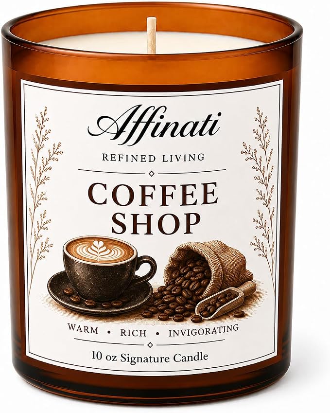 Affinati Coffee Shop Signature Candle - 10 oz Luxury Soy Blend Wax Candle, Long-Lasting Home Fragrance
