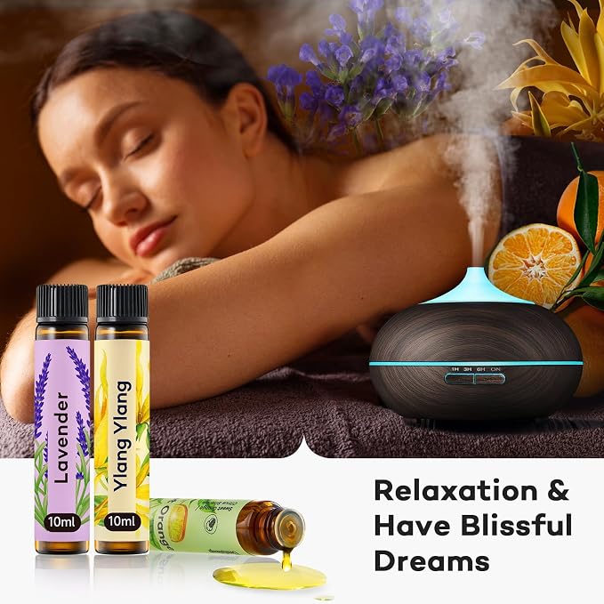 Umisleep High-Potency Essential Oils Set for Better Sleep & Relaxation - Lavender, Sweet Orange, Ylang-Ylang - Long-Lasting Essential Oils for Diffusers, Aromatherapy, Humidifiers - 3 x 10 ml Gift Set