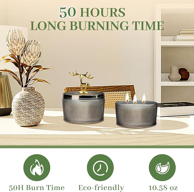 Multper Sandalwood Scented Candle Gift for Women - 10.58 oz 3 Wicks Natural Soy Wax Large Candle, 50-Hour Burn Time Aromatherapy Candle for Home & Relaxation, Gift for Mom On Mother's Day