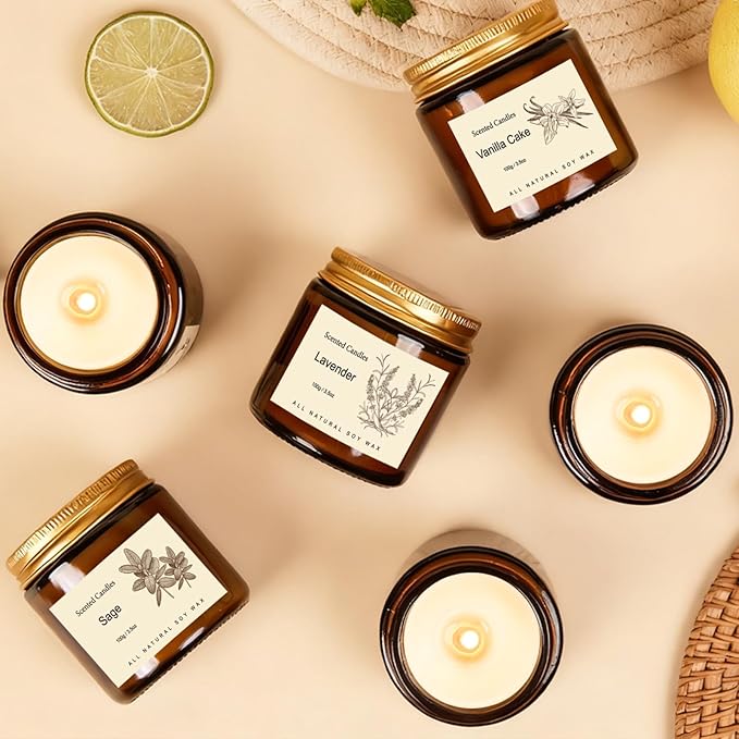 Scented Candles Gift Set for Home, 12 Pack Aromatherapy Soy Candles, 6 Fragrance Scents with 2 Gift Boxes, Long Lasting Small Candles for Relaxation, Bathroom Bedroom Office Gifts for Women