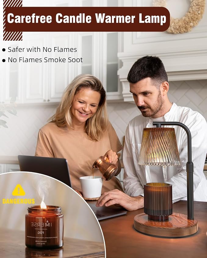 Candle Warmer Lamp with Timer: Flower Candle Lamps Height Adjustable Wax Melt New Home Decor House Warming for Women, Modern