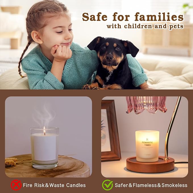 Funistree Flower Candle Warmer Lamp with Timer, Dimmable Candle Lamp Warmer, Christmas Birthday Gifts for Women Mom Her, Housewarming Home Decor, Lotus Wax Warmer for Yankee - Blue&Pink 10 Inch