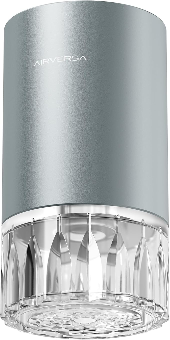 Airversa Waterless Essential Oil Diffuser for Home Room Desk Car Scent Air Diffuser, Up to 600 sq ft, Battery Operated, Mist Level and Timer Settings, 100mL Capacity, Cold Air, RD1 Gray