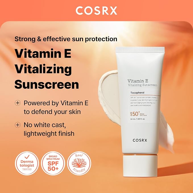 COSRX Vitamin E Sunscreen & Airy Light Sunscreen Stick with Free Keyring, Amazon Exclusive, Korean Sunscreen for Oily Skin, Beach Essentials, Summer Travel Essentials, Korean Skin Care Set