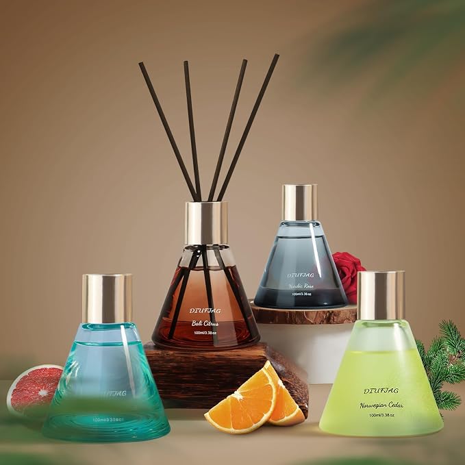 Australian Grapefruit Reed Diffuser with 8 Blue Fiber Sticks,100ml Scent Diffuser for Bedroom Bathroom Living Room,Last Up 30 Days