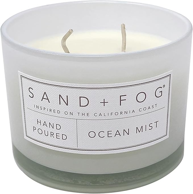 Sand + Fog Scented Candle - Ocean Mist – Additional Scents and Sizes – 100% Cotton Lead-Free Wick - Luxury Air Freshening Jar Candles - Perfect Home Decor – 12oz