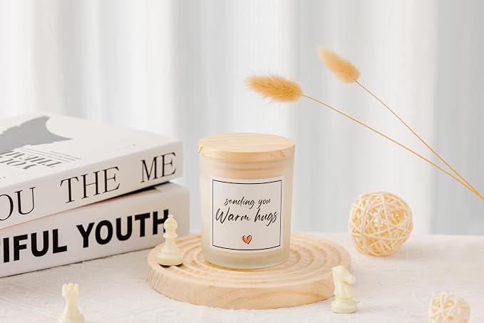 Get Well Soon Gifts, Sympathy Candle, Bereavement & Cheer Up Gifts, Sending You Warm Hugs in A Jar Candle Gift for Women, Vanilla Scented Candle, Natural Soy Wax & Natural Essential Oils