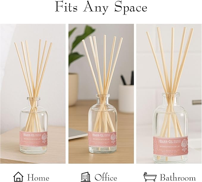 Barr-Co. Soap Shop Honeysuckle Scent Diffuser Kit, Sweet Floral Nectar Scent, Reed Diffuser for Home, Long Lasting Aroma Diffuser, Refillable, 8 fl oz