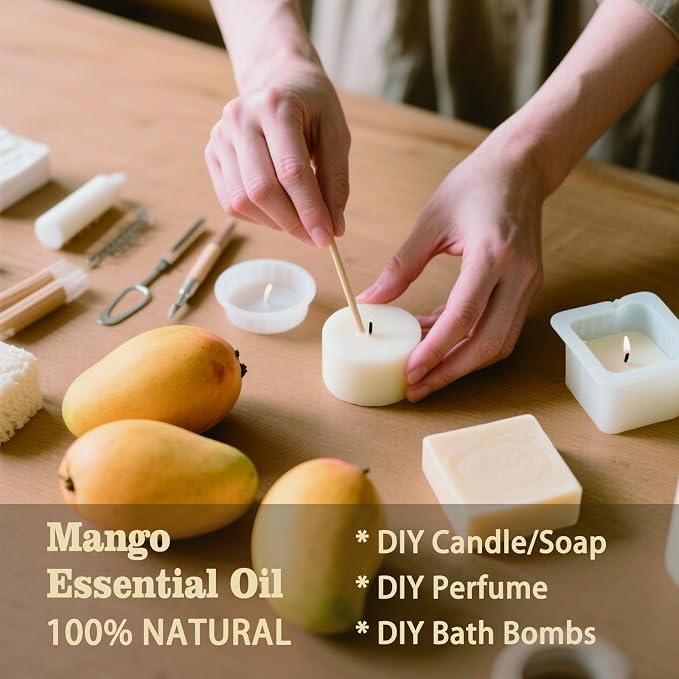 Mango Essential Oil, Mango Oil for Diffuser, Humidifier, DIY Candle, Soap, Sweet Tropical Scent, Home, Gift Ready,Mango Fragrance Oil - MLYNKL Essential Oils (4.33 fl oz / 130ml)