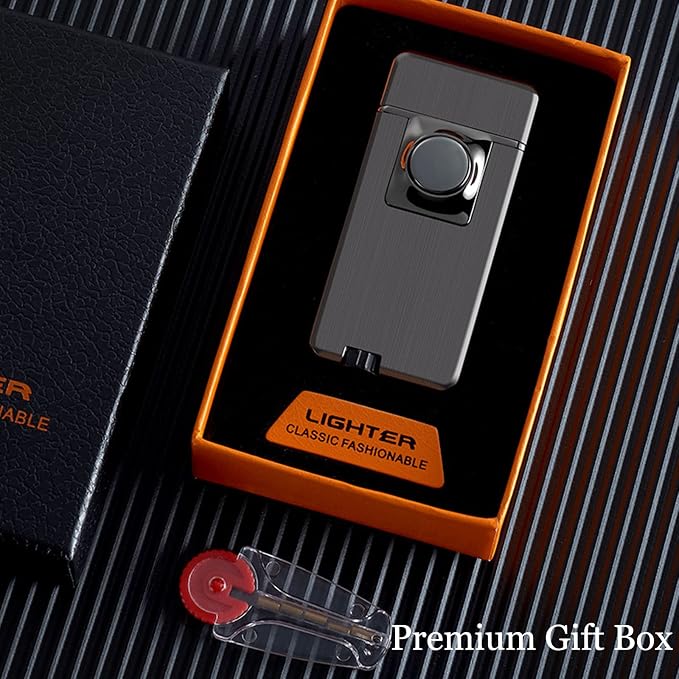 Jet Torch Lighter, Creative Dual Flame Lighter with 6pcs Flint Stone, Windproof Butane Gas Lighter, Cool Adjustable Soft Flame and Jet Flame 2 in1,Refillable Butane Lighter for Outdoor Indoor-Rainbow