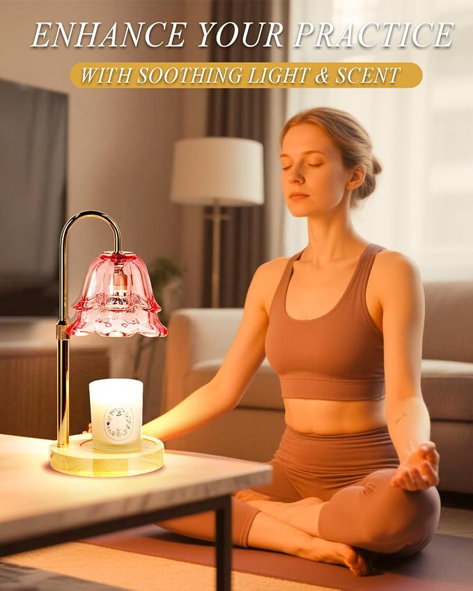 Funslive Pink Candle Warmer Lamp with Timer Dimmable, Mothers Day Birthday Gifts for Women Mom, Flower Candle Lamp with 2 Bulbs for Jar Candles, Lamp Candle Warmer, House Warming Gift for Bedroom