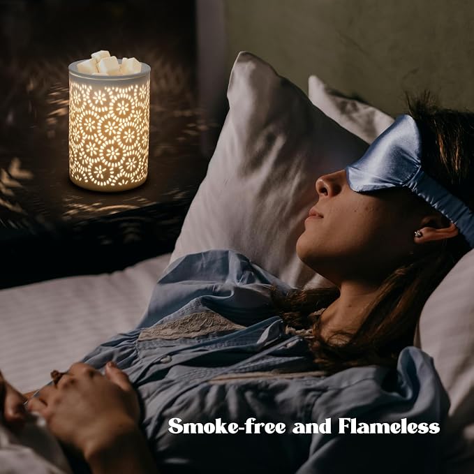 Floral Wax Melts Warmer, Ceramic Wax Warmer for Scented Waxes, Fragrance Oil WaxMelter, Electric Waxes Burner for Home Decor, Yoga, Bath, Relaxing Spa Gifts for Women