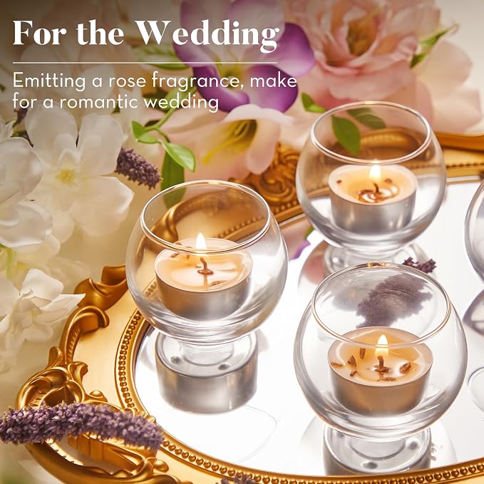 16 Pack Lavender Tealight Candles, Petals-Infused with Real Lavender, Natural Soy Wax 4-Hour Clean Burn, Smokeless for Relaxation, Wedding & Home Decor