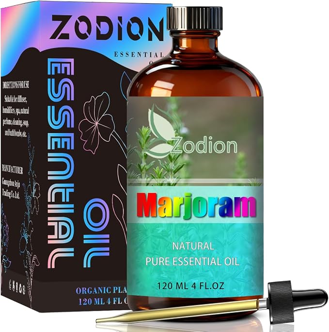 Marjoram Essential Oil, Marjoram Fragrance Oil for Diffuser, Massage, Humidifier, DIY Candle, Soap Making, Home, Bath, Yoga - 4 fl oz (120ml) - ZODION Essential Oils