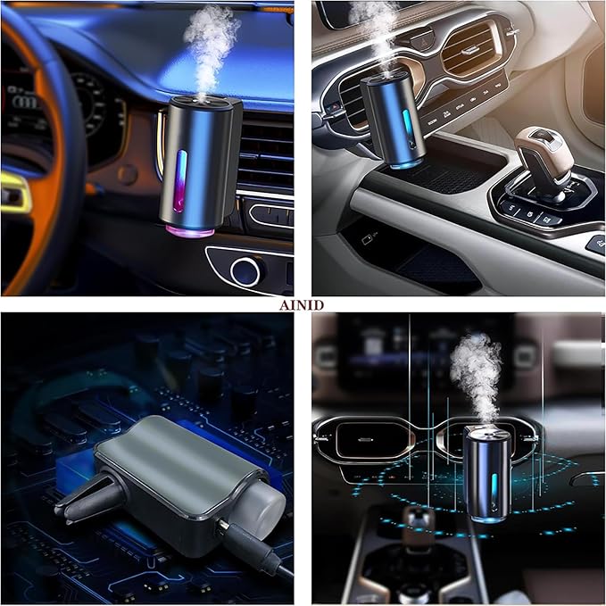 Car Air Freshener Diffuser with Three Adjustable, Rechargeable Car Diffusers, Car Fresheners Long Lasting (Lemon)