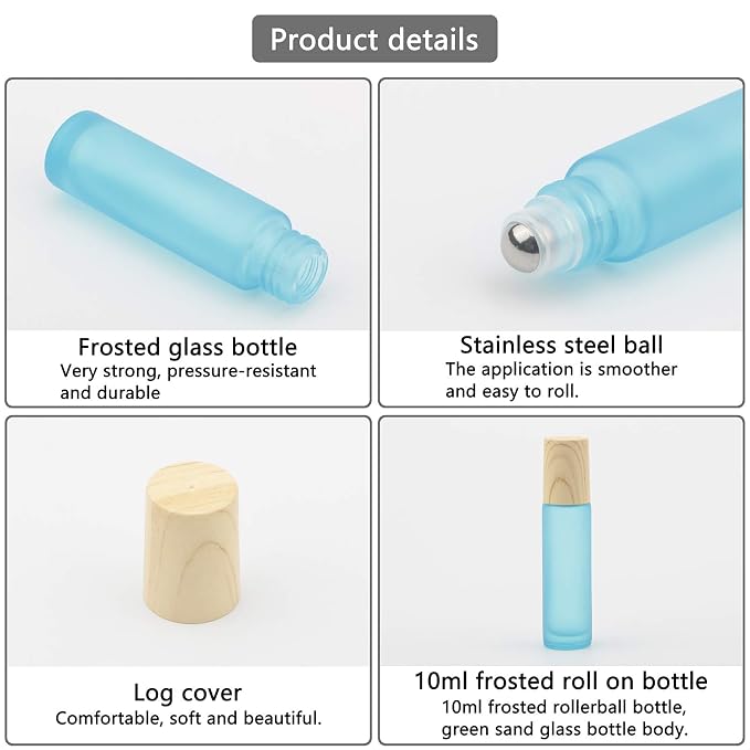 Kesell 10Pack Colour Essential Oil Roller Bottles 10ml, Refillable Glass Roll On Bottles with Plastic Lids Stainless Steel Ball for Aromatherapy Perfumes