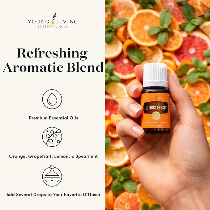 Young Living Citrus Fresh Essential Oil Blend | 15 ml | Bright Citrus Aroma with Orange, Grapefruit, Mandarin, Lemon & Spearmint | Essential Oil Blend for Diffusers, Aromatherapy & Everyday Use