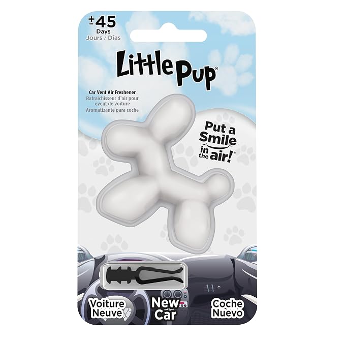 Little Pup 96601 New Car Scent Car Air Freshener Clip Provides Long-Lasting Freshness in a Compact Design, Fights Odors for up to 45 Days, Cute Car Odor Eliminator, Non-Toxic, Pack of 1